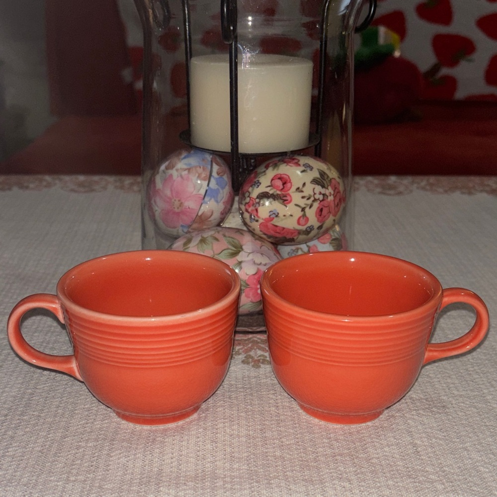 2 Retired Fiesta Persimmon Orange Mugs!